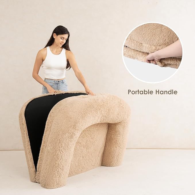 EHEYCIGA Foldable Human Dog Bed, 72"x44"x11" Orthopedic Memory Foam Human Sized Dog Bed, Waterproof Pet Bed for People, Faux Fur Pet Couch for Adult with Non-Slip Bottom, Camel