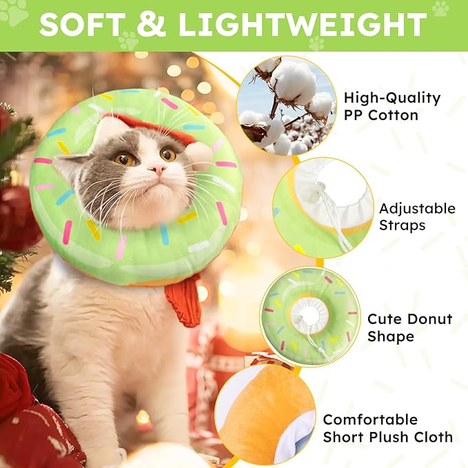 Hpetppy Cat Cone Collar Soft, Cat Recovery Collar for Wound Healing Cute Donut Adjustable Kitten Cones to Stop Licking Comfortable Lightweight Neck Elizabethan Collars for Kittens After Surgery