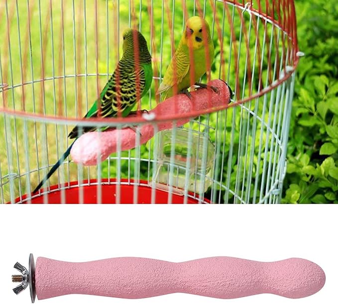 Pink Bird Perches for Cage, Frosted BirdPerch Rough, 22cm/8.7in Bird Perch Grinding Stick, Birds Grinding Scratchers Paws Perch with Screw for Birds Pet