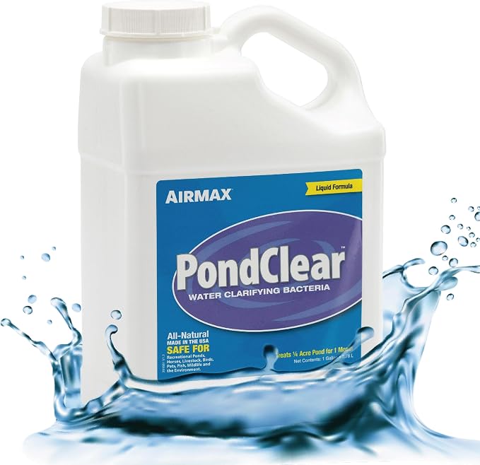 Airmax PondClear Liquid Bacteria Water Clarifier for Ponds & Lakes, 1 Gal | Natural bacteria treatment helps clear water, remove nutrients and noxious odor, and is safe for fish, pets, and plants