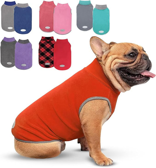 cyeollo 2XL Dog Sweater for Large Dogs Male Female, Reflective Dog Sweatshirt Pullover Jacket Fall Winter Dogs Sweaters Warm Pet Clothes, Orange & Rust Red XXL
