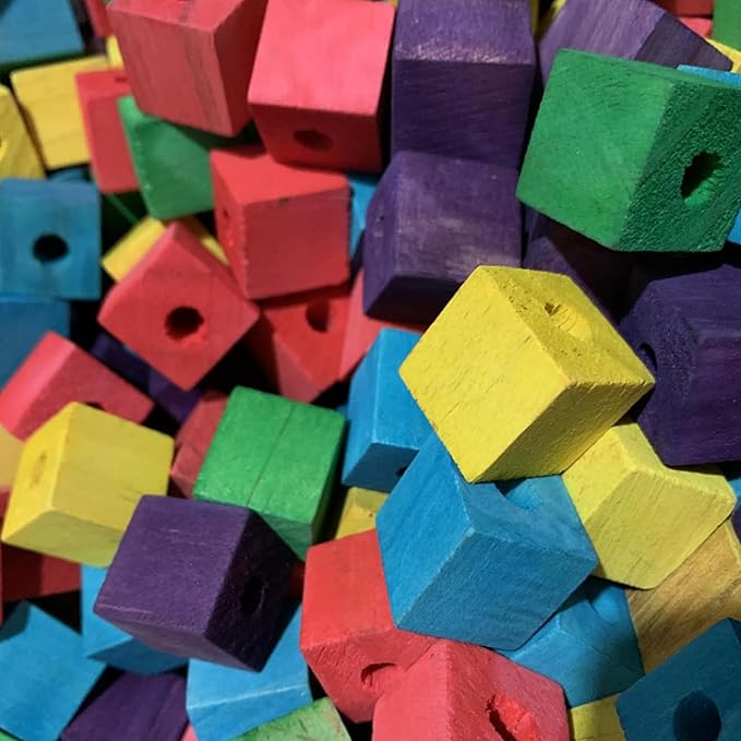 100 Pcs Bird Toys, Wooden Blocks Parrot Toys Bird Chew Toys DIY Parrot Wooden Toy Blocks for Cockatoos, Macaws, African Grey and Small Medium Parrots