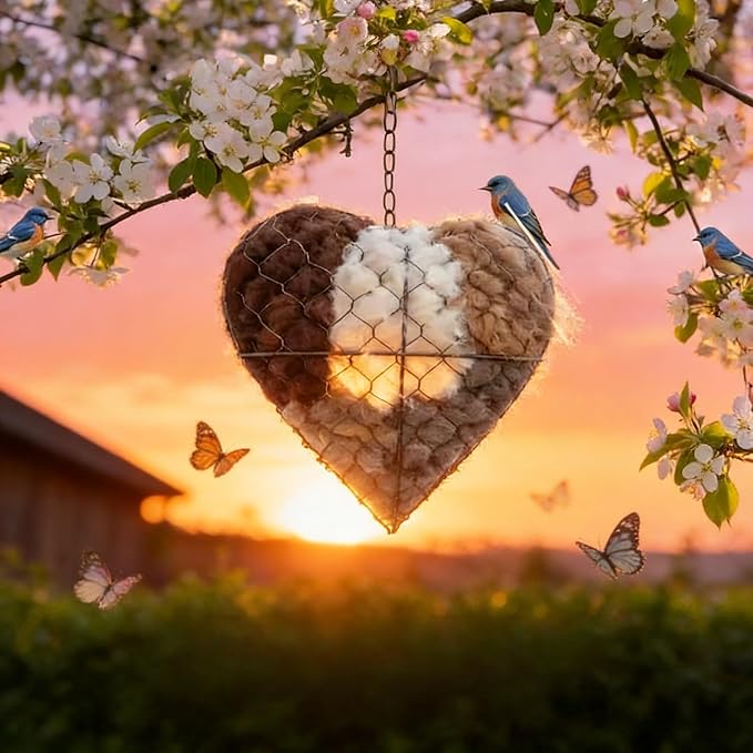 Handmade Fiber Bird Nesting Heart Build Birdhouse Wool Material Balls for Wild Birds