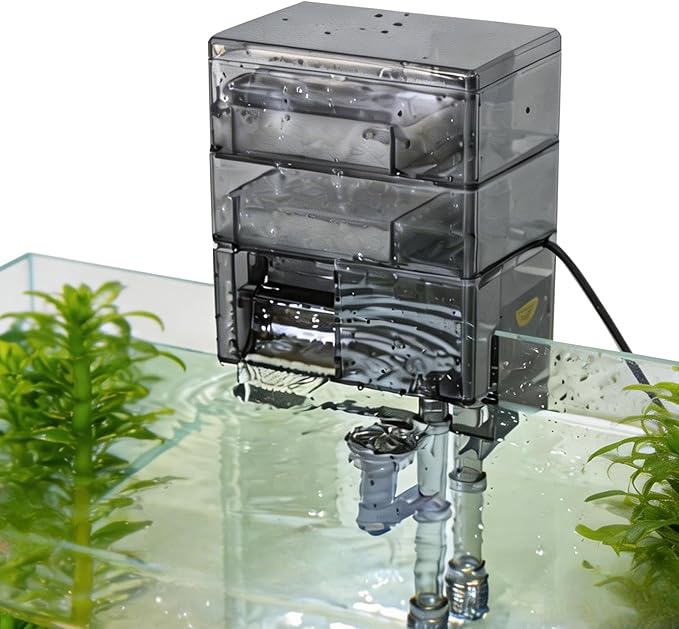 External Hang-On-Back Aquarium Filter Trickle Box Wet/Dry HOB Filter with 3-Stage Filtration Pump for Small Fish Turtle Tank