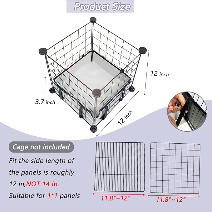 Guinea Pig Cage Liner Tarp Bottom Waterproof and Washable Base Also for Rabbits, Bunny, Chinchesillas, Hedgehog, Ferrets and Other Small Animals(12x12 inches)