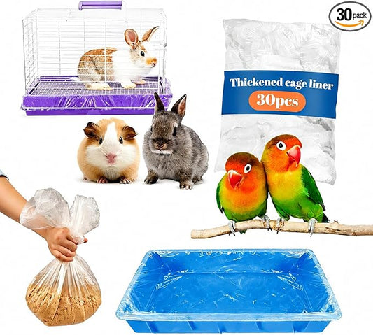 Disposable Small Animal Cage Liners, Plastic Liners Can Cover 37x19, 34x22 30x20 Inches, Suitable For Rabbits, Birds, Guinea Pigs, Chinchillas (30)