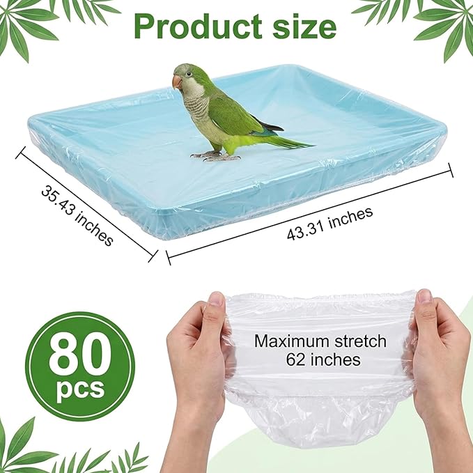 Bird Cage Liners, 80 Disposable Bird Cage Liner Bags, Quick and Easy Bird Cage Cleaning