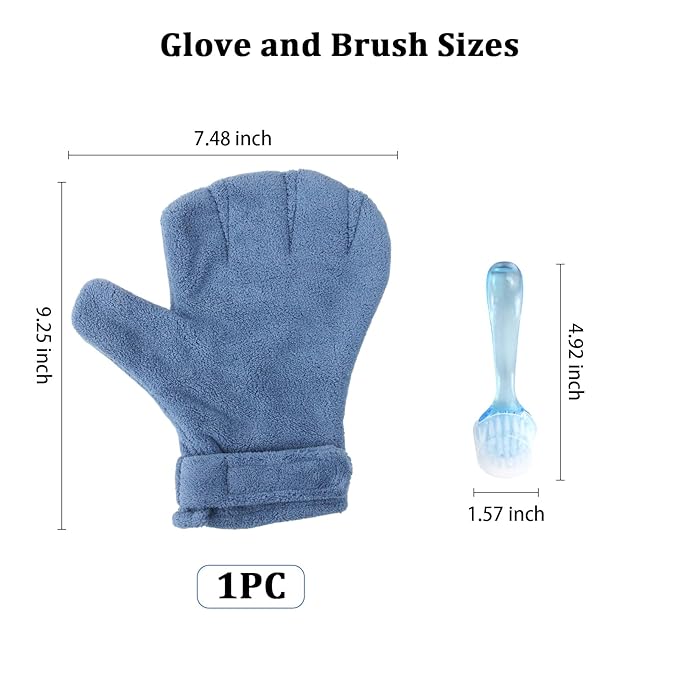 1 Pcs Hamster Bite Proof Glove and Grooming Brush Set, Adjustable Hamster Glove, Lid Soft Cleansing Brush Massage Combs, Guinea Pig Brush, Hamster Care Set for Hamsters, Ferrets, Hedgehogs (Blue)
