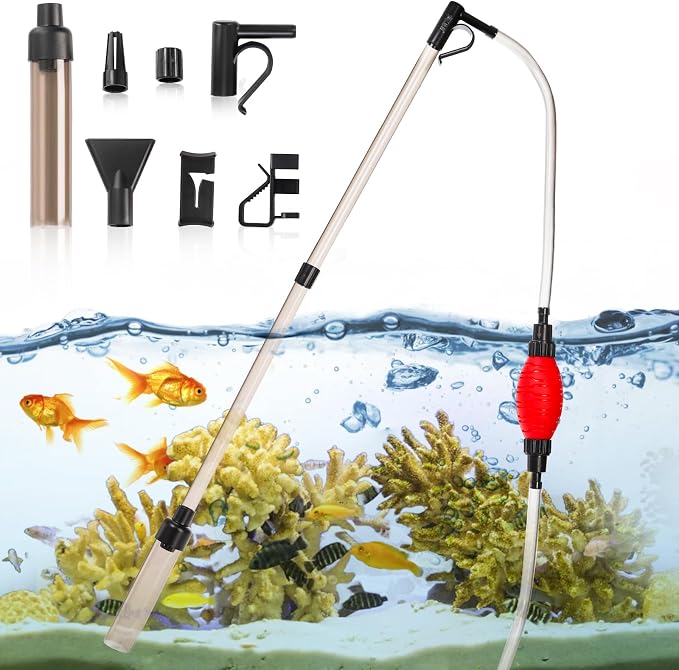 Peohud Small Gravel Vacuum for Aquarium, Multifunctional Fish Tank Cleaner, Aquarium Gravel Cleaning Kit for Water Changing, Sand Cleaning