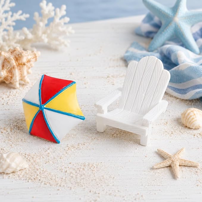 Garneck 2pcs Miniature Mini Beach Chair Furniture Terrariums Decoration Aquarium Ornament Mediterranean Figurines Umbrella Summer Home Accents Decor Mini Desktop Decor Rocking Chair Cute