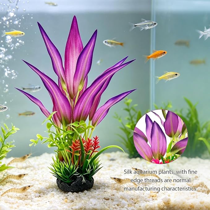 Silk Aquarium Plants 2 Pcs 8 Inches | Soft silk plants, safe for delicate fish, durable, resist fading.
