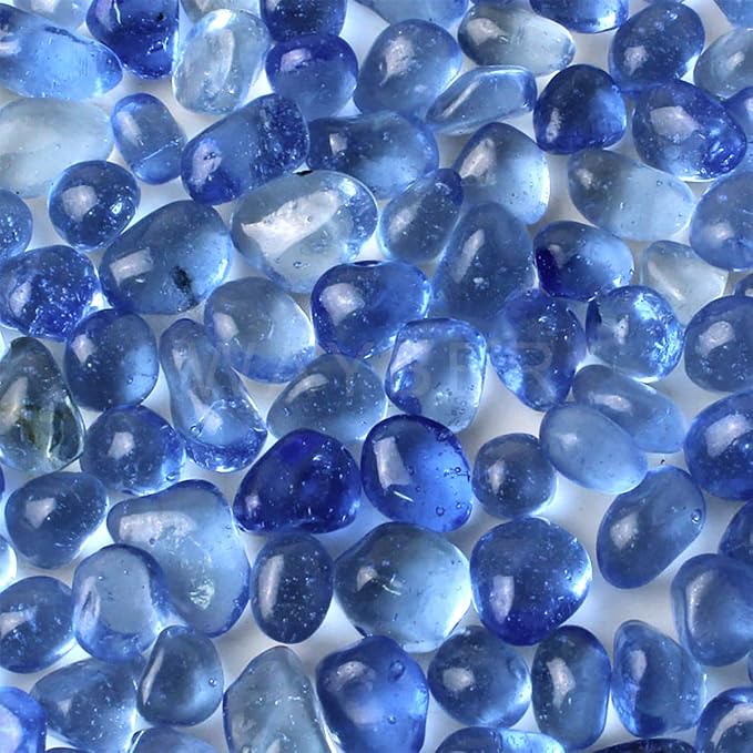 WAYBER 1 Lb Tumbled Sea Glass Pebbles Decorative Glass Stones, Light-Blue | Vivid Long-Lasting Hues, Lustrous Polished Finish, Non-Toxic Material, Ideal for DIY Crafts & Home Decorations