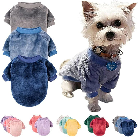 FabriCastle Small Dog Sweaters, 3-Pack Dog & Cat Clothes, Ultra Soft and Warm Pet Jackets for Small Dogs Boy & Girl, Winter Pet Apparel Costumes, Puppy Outfits (Grey,Blue,Dark Blue, Large)