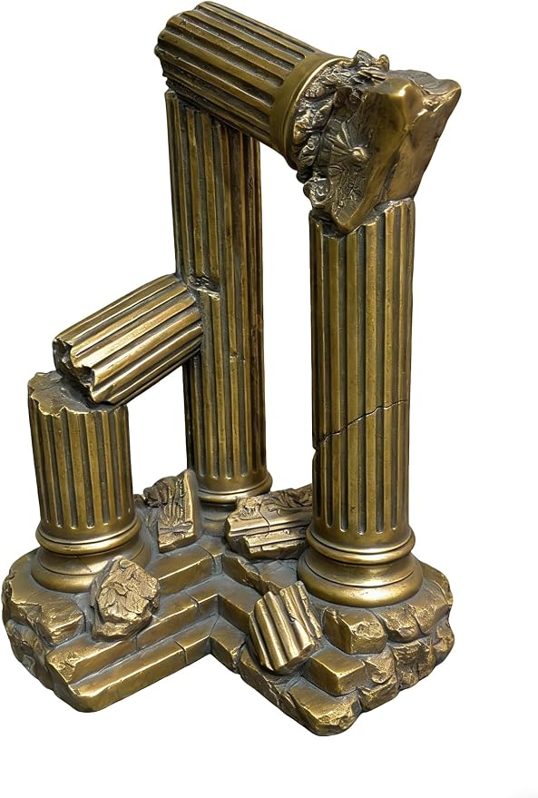 Teaeeno Aquarium Roman Ruins Decor, Pompeii Column Decor, Lost Rome Roman Column Ruins Aquarium Decor,Fish Tank Decor, Decorative Shelter for Koi and Fish, Ponds, Aquariums, and Terrarium (Gold)