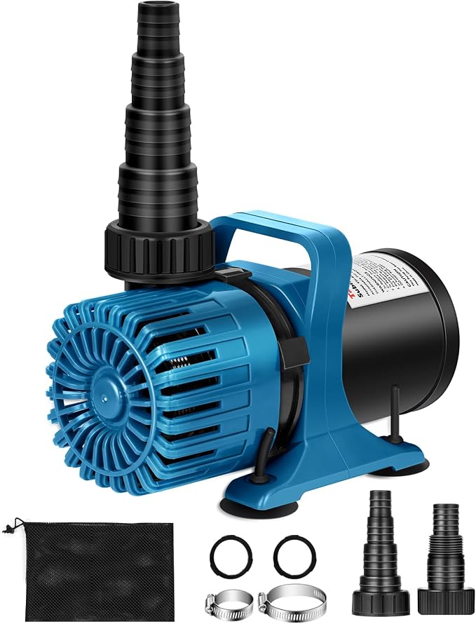 TONGCHANT 2700 GPH Pond Pump for Fish Pond Fountain & Waterfall, 15FT Lift | 120W Submersible Water Pump with 180° Rotatable Nozzle, Filter Bag & 20FT Cord, Ultra-Quiet Operation, UL listed