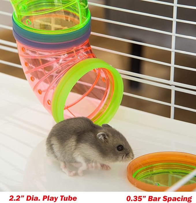 Extra Large Multi-Floors Expandable and Customizable Hamster Mansion Mouse Habitat Gerbil Home Rat House Small Animal Critter Home Cage with Hide House Excerise Running Wheel Food Bowl