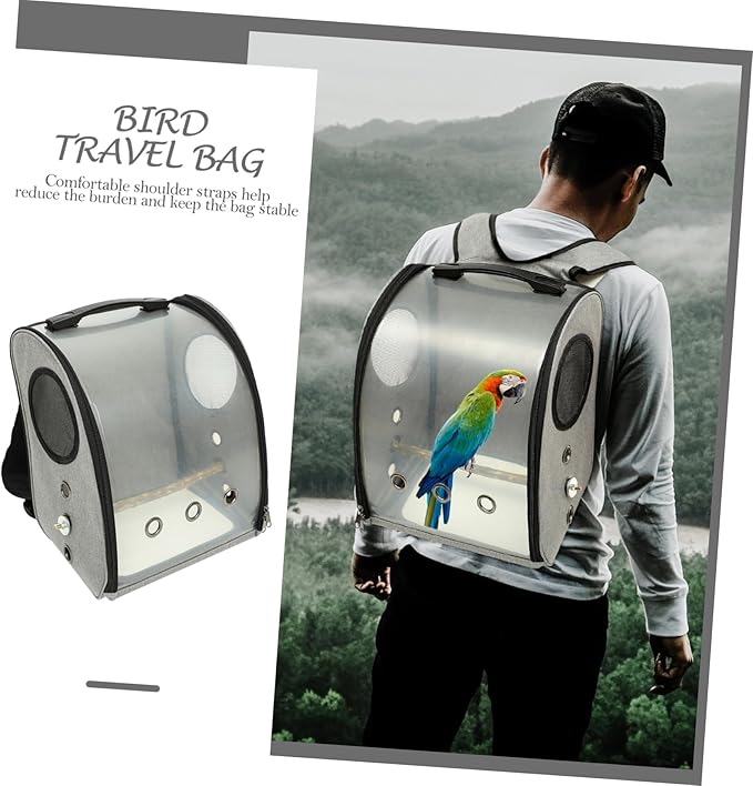 Parrot Carrier Bag Breathable Design Outdoor Bird Backpack for Travel Convenient Bird Perch and Comfortable Shoulder Straps for Hiking and Outings