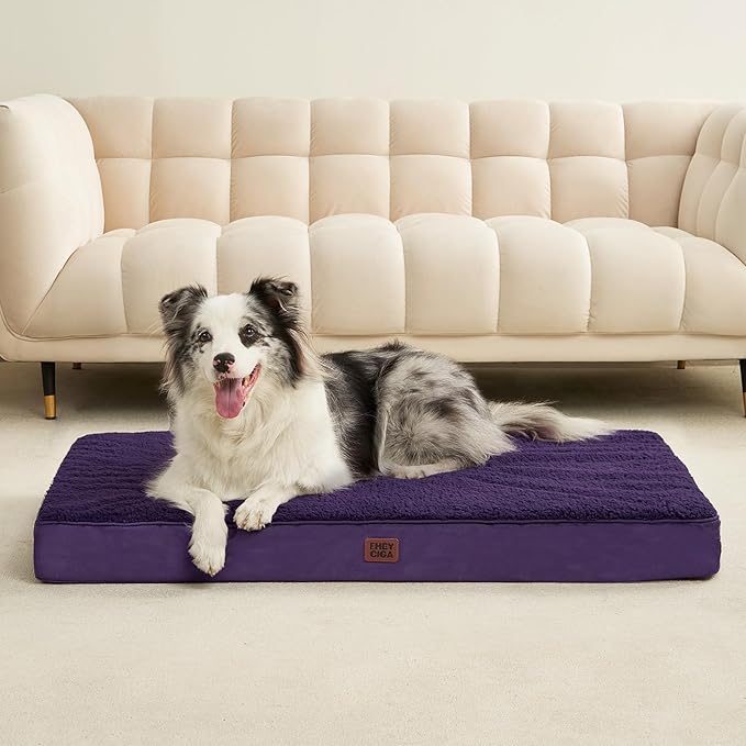 EHEYCIGA Orthopedic XL Dog Beds for Extra Large Dogs with Removable Washable Cover, Purple, 44x32