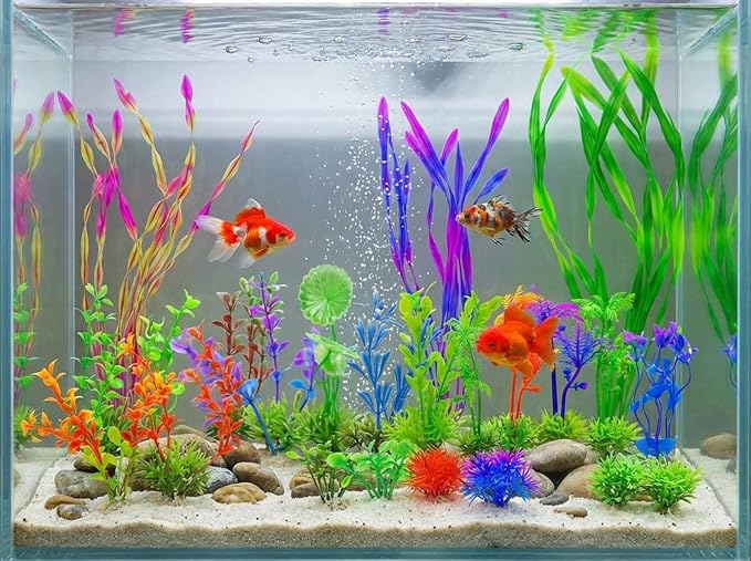 25pcs Aquarium Decor Plants,Fish Tank Accessories Aquarium Artificial Plants, Fish Tank Decorations Plants, Small to Large