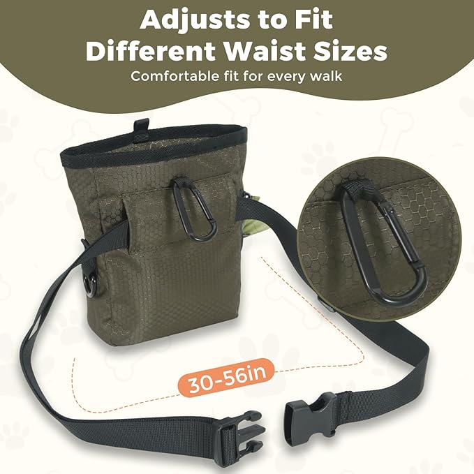 Dog Treat Pouch for Pet Training, One-Hand Magnetic Closure, Hands-Free Treat Bag with Silicone Liner, No Mess No Smell