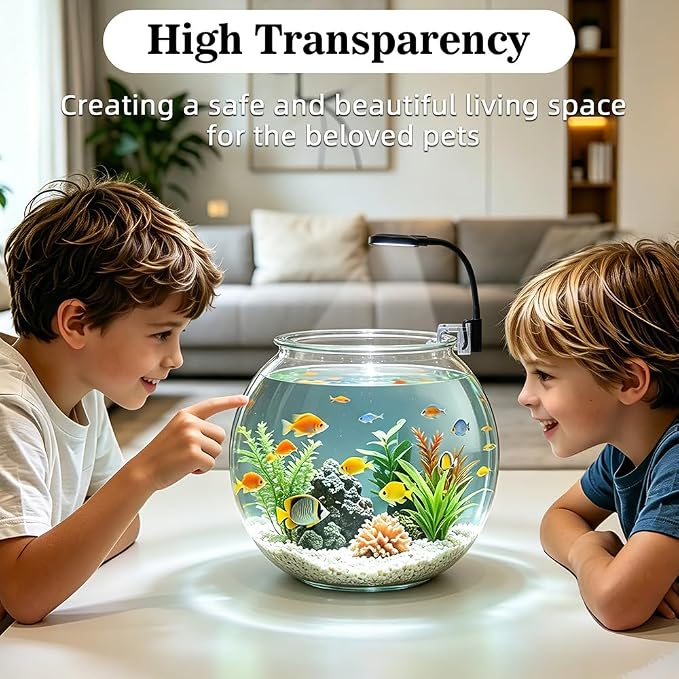 DaToo 1 Gallon Mini Fish Bowl Kit Impact-Resistant Plastic Aquarium Starter Kits with USB Filtration System and Lighting for Betta Fish Tank Goldfish Bowl Tabletop or Desktop Display