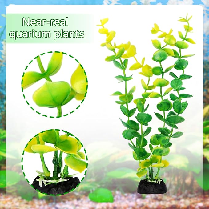 QUOZUO 25pcs Artificial Plant, Fish Tank Decorations Plants, Aquarium Decor, 6.5x4.7x1.5 inches, 1pc, Colorful, Plastic, Indoor, 25 Count