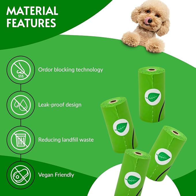 100% Certified Compostable Dog Poop Bags, Plant Based. Biodegradable Waste Bags, Unscented Extra Strong.150 count.10 rolls. 13x9". Home compostable, Leak Proof. ASTM D6400 & EN 13432 Compliant.