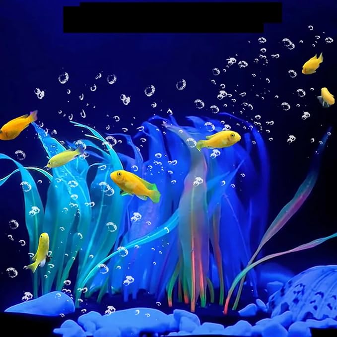 Artificial Aquarium Plants Decoration Set,6pcs Floating Glowing Plants Water Grass for Fish Tank,Pink Blue Green Orange Red Plant 7Inch/9.8Inch/17Inch（Color Size Random）