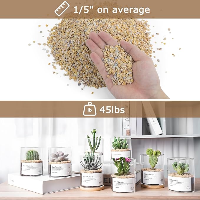 Mulctun 45Lb 1/5Inch Natural Pea Gravel for Landscaping,Decorative Aquarium Gravel,Terrarium Rocks for Fish Tank Stones for Vases Filling DIY Project Garden Indoor Outdoor