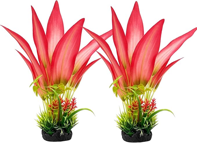 Silk Aquarium Plants 2 Pcs 8 Inches | Soft silk plants, safe for delicate fish, durable, resist fading.
