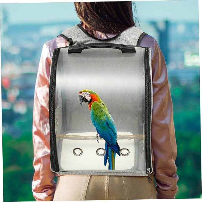 Kisangel Parrot Travel Carrier Bag Breathable Design and Bird Perch for Outdoor Adventures Portable Bird Backpack for Hiking Shopping and Travel
