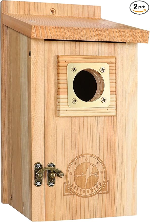 SISTERBIRD Bird Houses for Outside Clearance with Copper Guard, Cedar Bird House Outdoor, Bluebird Finch Swallow Wren Chickadee