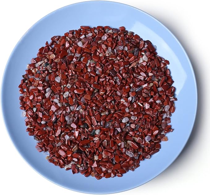 LAIDANLA Red Jasper Crushed Stone Crystal Chips Bulk Natural Gemstones Healing Reiki Crystals Mini Quartz Vase Filler Aquarium Gravel 0.55lb