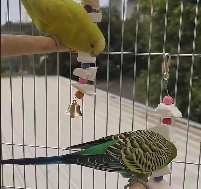 3 Pack Bird Toys with Cuttlebone for Birds,Parakeet Toys- Calcium Chew Toys & Grinding Stone for Parakeets, Budgies, Cockatiels, Lovebirds Prevents Destructive Chewing, Easy to Install