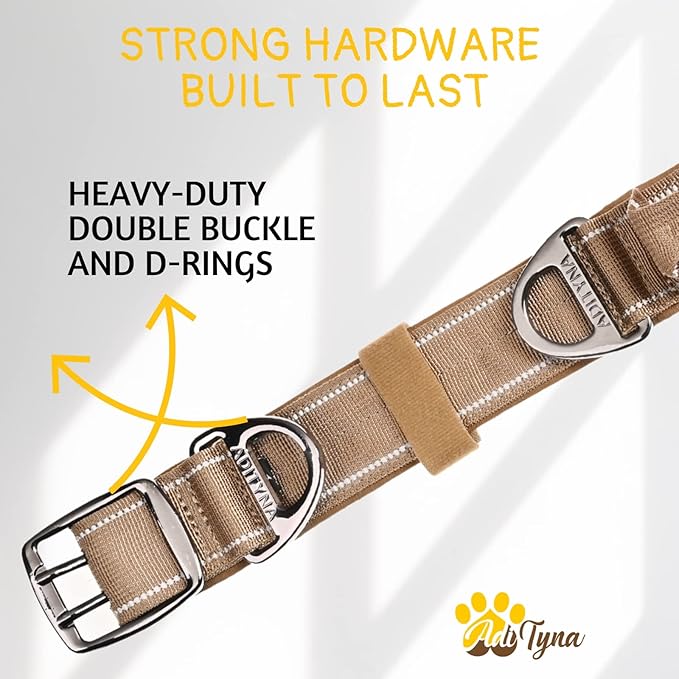 ADITYNA Heavy Duty Dog Collar for Extra-Large Dogs - Reflective Big XL Collar with Handle for Training, and Walking - Wide, Thick, Tactical, Soft Neoprene Padded