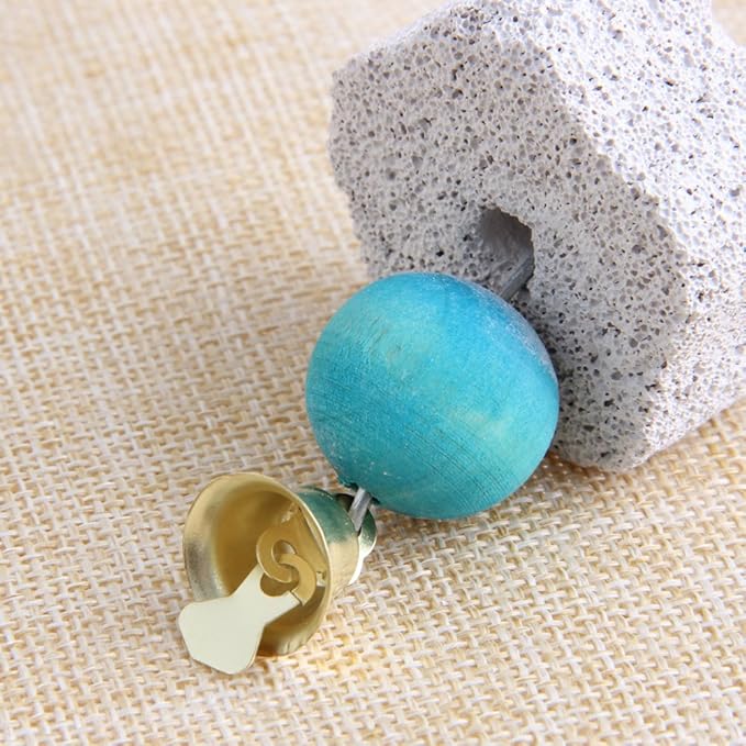 Bird Grinding Beak Calcium Stone with Bell Mineral Lava Block Trimming Teeth Chewing Toys for Chinchilla Bunny Parrot