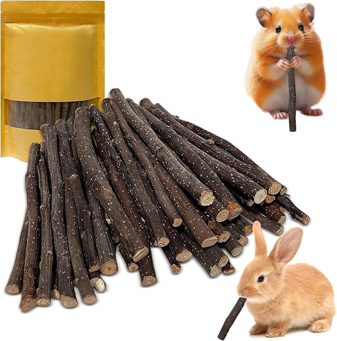 ANDES Natural Apple Sticks Small Animals Molar Wood Treats Toys Chinchilla Guinea Pig Hamster Rabbit Gerbil Parrot Bunny and Small Animals Chew Stick Toys Treats (Premium Apple Sticks -10.6oz)
