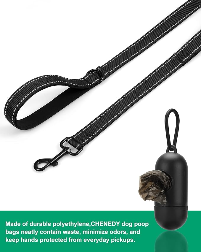 Heavy Duty Dog Leash, Leashes for Large Breed Dogs .5FT.6FT, Double Handle Dog Leash, Reflective Training Lead, Perfect for Medium to Large Dogs(5FT, Black)