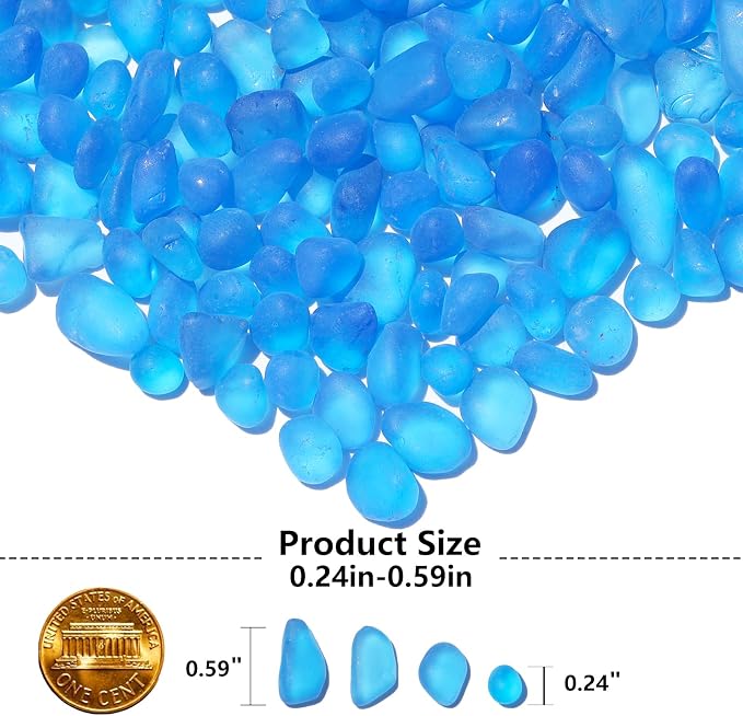 QYGL Sea Glass Stones - 2.9LB/46.4oz Aquamarine Frosted Glass Pebbles | Glass Gemstones Perfect for Aquarium Rocks, Fish Tank Gravel, Vase Fillers, Seaglass DIY Crafts, and Home Decor
