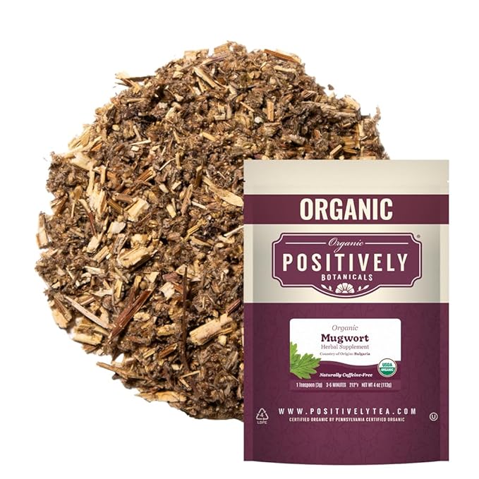 Organic Positively Botanicals Company, Mugwort, Herbal Tea Loose Leaf Botanical, 4 Ounce