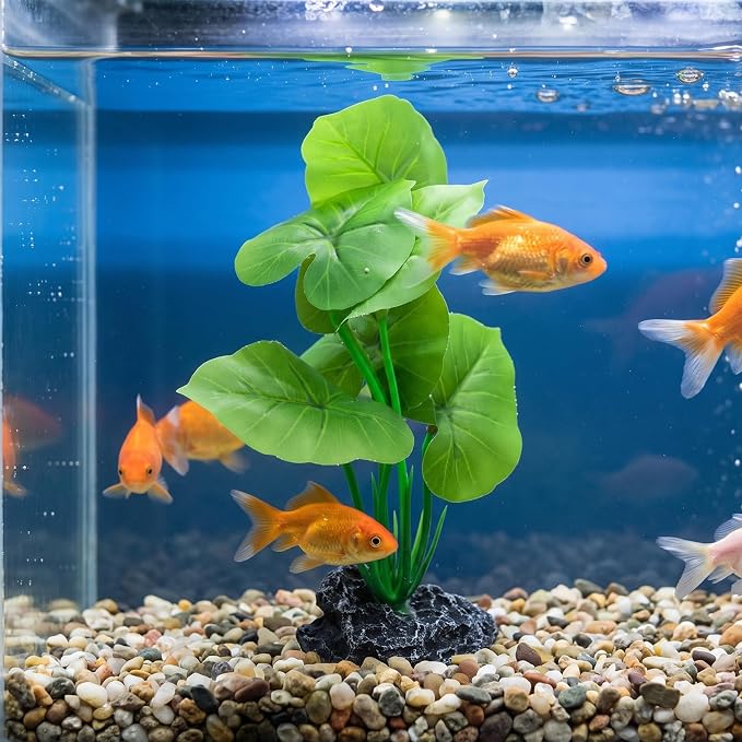 2Pack Silk Aquarium Decor Artificial Aquarium Decor Plants for Fish Tank | 6inch Artificial Aquarium Plants with Driftwood Base for Betta Fish Tank Accessories, Betta Fish Tank Decor