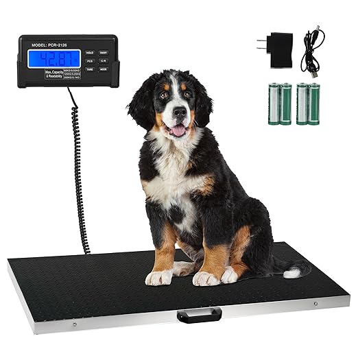 Houseables Dog Scale, Dog Scale for Large Breed, Pet, 660 LB, Livestock, Pet Weight, Animal, Veterinary, Sheep, Goat, Pig, Shipping, Packages, Weighing, Puppy, Vet, Heavy Duty, Digital, 41x21 Platform
