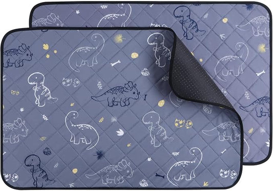 IEUUMLER Washable Pee Pads for Dogs, 2 Pack Non-Slip & Waterproof Pack Whelping Pad, Reusable Washable Puppy Potty Training Pad with Fast Absorbent for Playpen EU007 (Gray Dinosaur, 36"X24"-2pcs)
