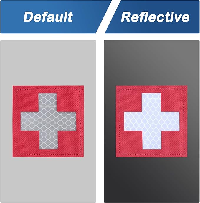 2-Pack Medic Patch First Aid Red Cross Medical Patches Reflective Morale for Tactical Gear Military Backpacks Bags Jackets Clothing (2.36"x2.36")