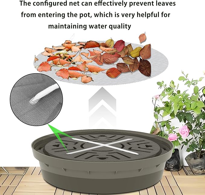Self-Watering Base with Visible Water Level,5-Pack,Keeps Leaves and Flying Insects Out,Maintains Water Quality, Brown.(Without Wheels).