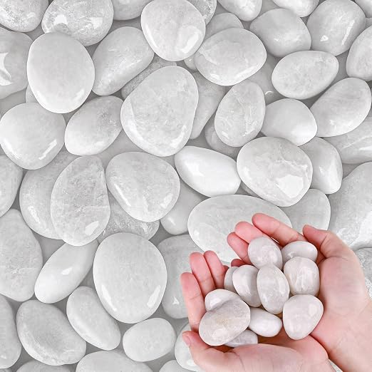 White River Rocks for Plants 11.25 LB Small Decorative Pebbles 1"-1.5" Polished Stones Smooth Aquarium Gravel for Fish Tank Vases Indoor Planters Outdoor Landscaping Garden (180oz)