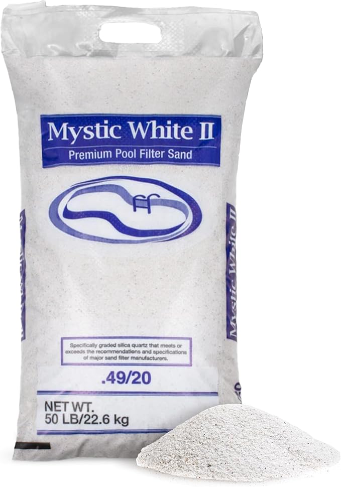 U.S. Silica Mystic White II Swimming Pool Filter Sand, 50 lb Bag | Silica Sand for Above Ground & Inground Pool Filter Pumps, Swimming Pool System Cleaning & Maintenance Supplies