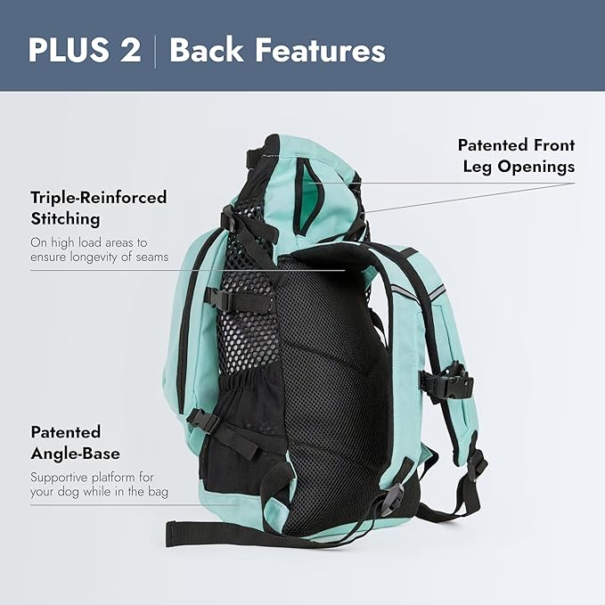 K9 Sport Sack Plus 2 - Large, Summer Mint - Ideal for Dogs 20-22” Long - Adjustable, Backpack-Style Carrier with Multi-Functional Storage Pack, Thick Shoulder Straps & Padded Back Panel