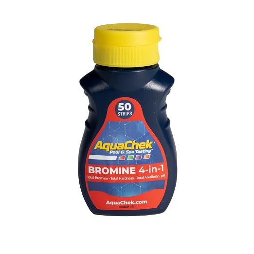 AquaChek Red 4-Way Spa Test Strips - 50 Bromine Test Strips - Hot Tub Water Test Strips for pH, Bromine, Total Alkalinity, and Total Hardness - Quick and Accurate Results