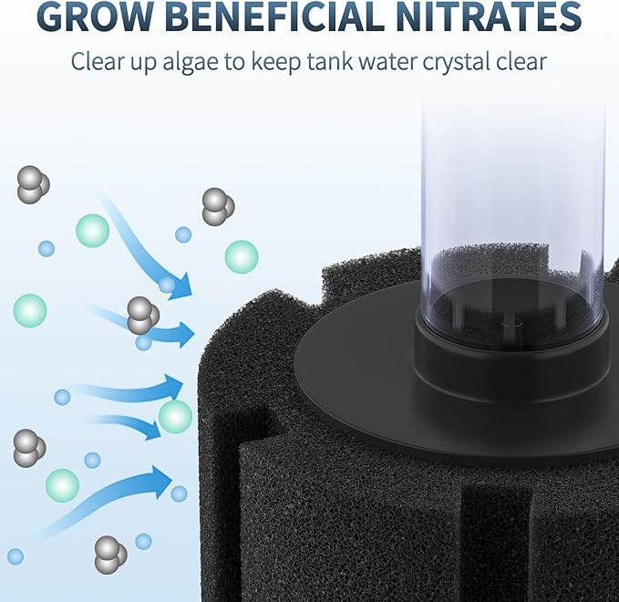 Pawfly Aquarium Bio Sponge Filter Small Fish Foam Filter with Airline Tubing Suction Cups Check Valve Connectors and Control Valve for Fish Tanks up to 20 Gallons